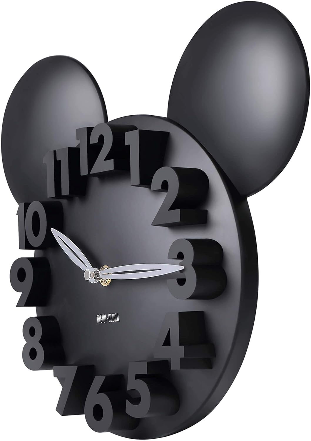 MEIDI CLOCK Modern Design Mickey Mouse Big Digit 3D Wall Clock Home Decor Decoration - Black